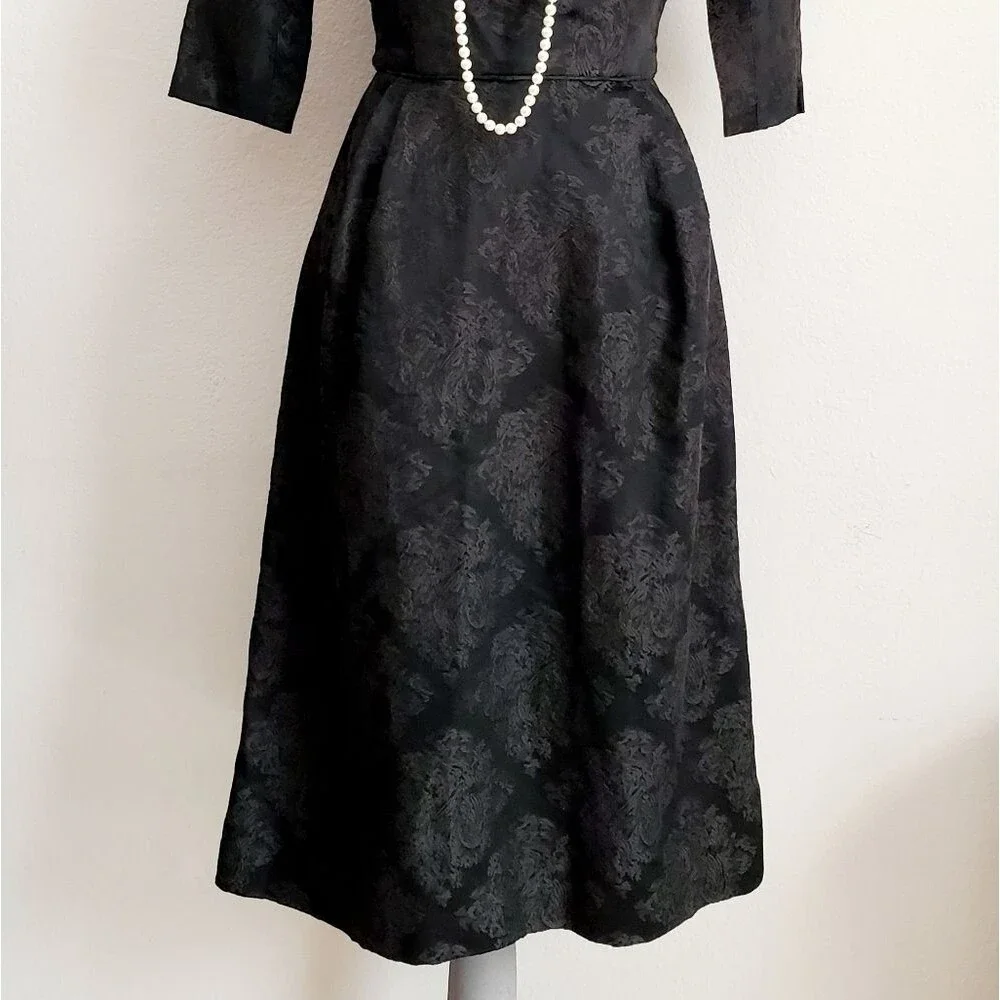 Vintage Handmade Boat Neck Black Dress from the 1950s - Small Size (Vintage) - Picture 5 of 8